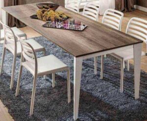 tavolo moderno struttura metallo top rovere arredamenti divani torino