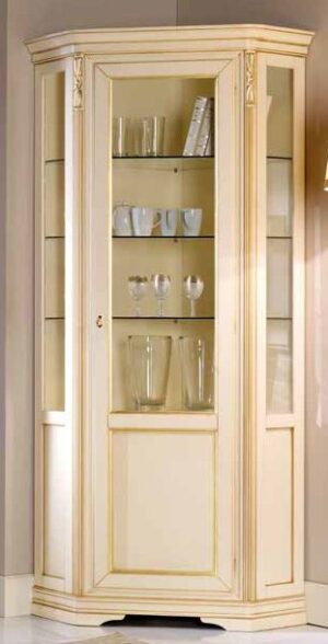 vetrina avorio patinato decori in oro mobilificio torino e rivoli