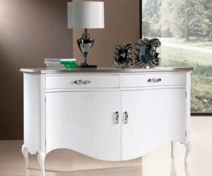 credenza bombata con profili in argento mobilificio torino e rivoli