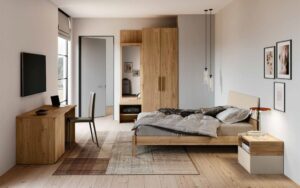 camera da letto moderna color noce biondo e orzo mobilificio torino e rivoli