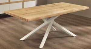 tavolo moderno fisso gambe metallo top in rovere mobilificio torino e rivoli