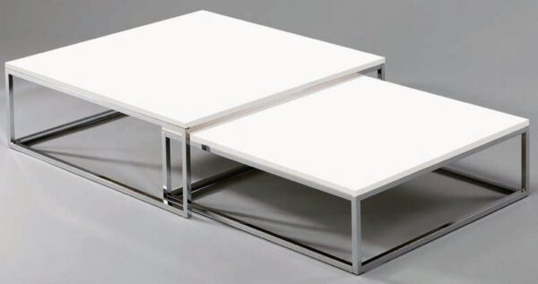 set di 2 tavolini top in legno bianco mobilificio torino e rivoli