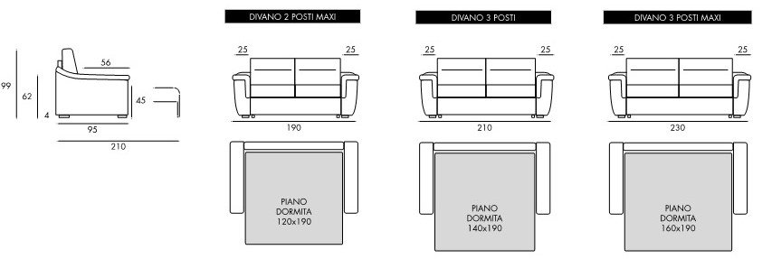 schema dimensioni divano letto viola mobilificio torino e rivoli